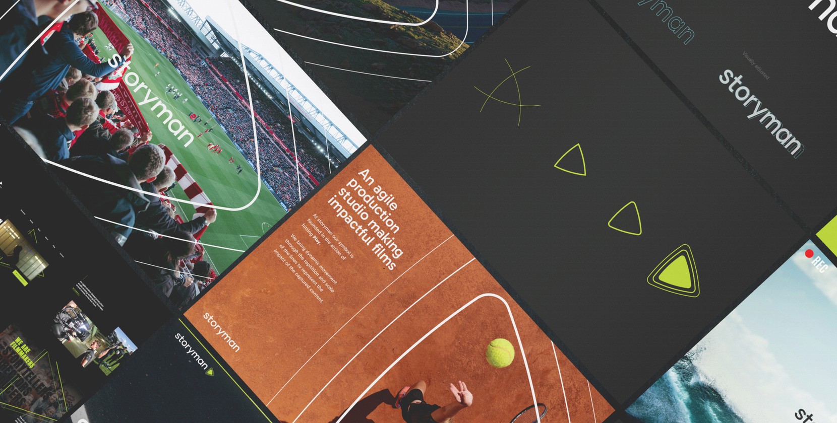 A selection of style tiles, showing off the new Storyman design and logo. 