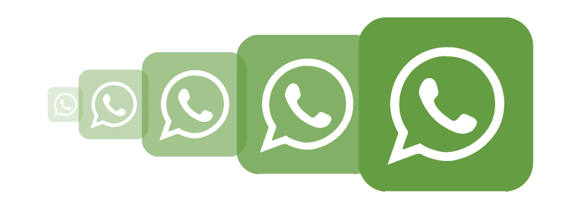 A green graphic showing the What’s App messaging app logo.