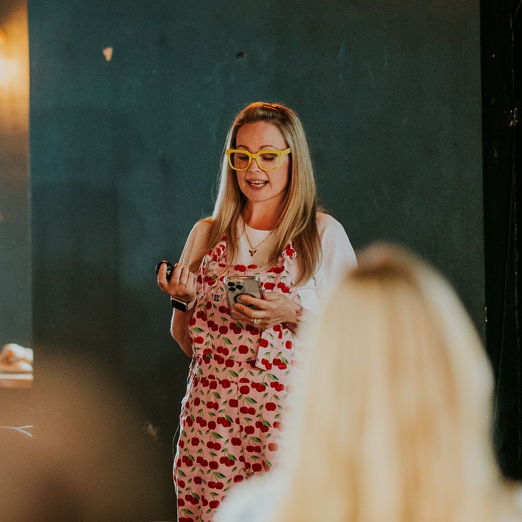 Emm leading a talk at a Traning session