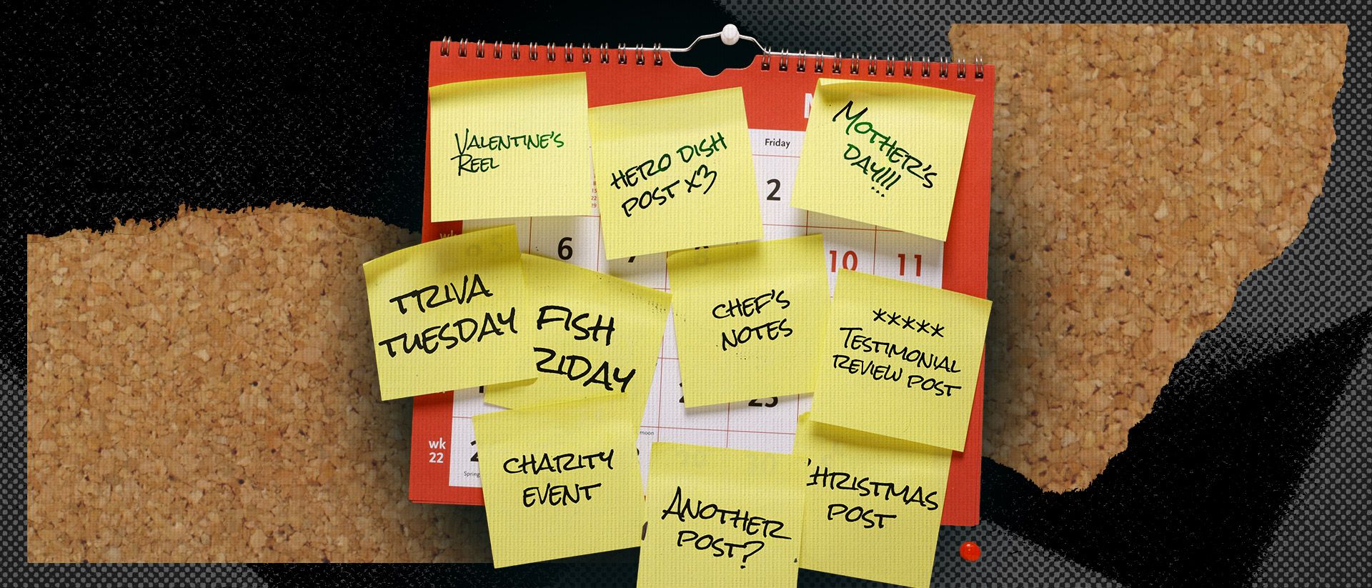 Post-it notes on a calendar, marking important dates and events.