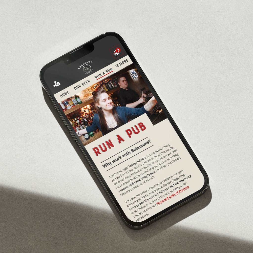 The “Run a Pub” page open on an iPhone, tempting in potential pub owners. 