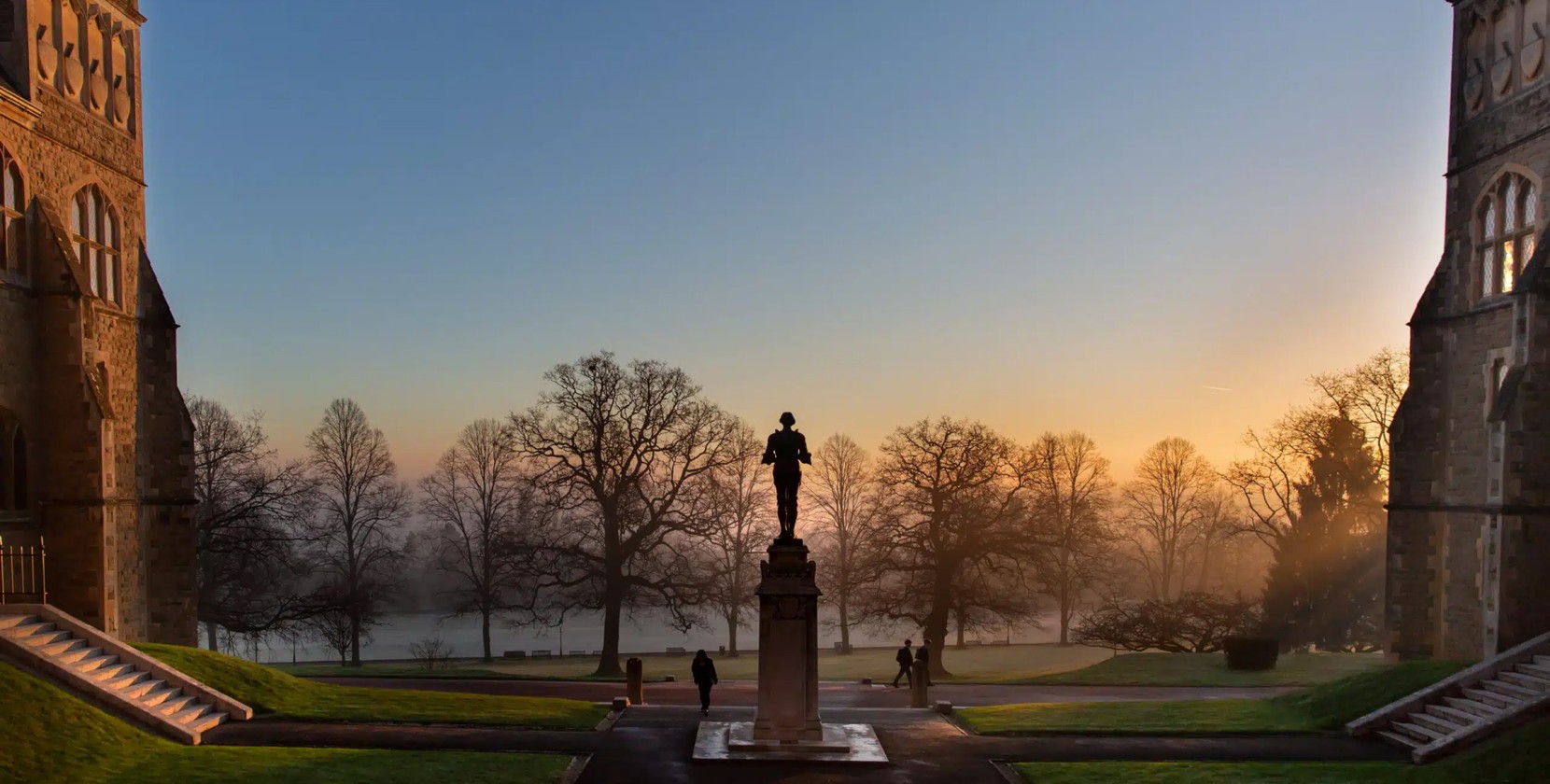Seeing the sun set over the softly lit Malvern College campus.