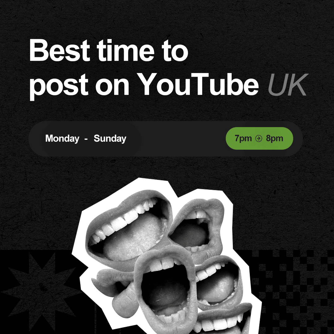 Green and black graphic showing the best days and times to post to YouTube.