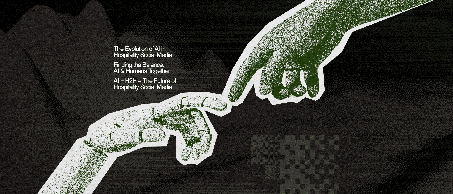 A human hand and a robot hand reaching out to each other, inspired by Michelangelo’s Sistine Chapel paintings. 