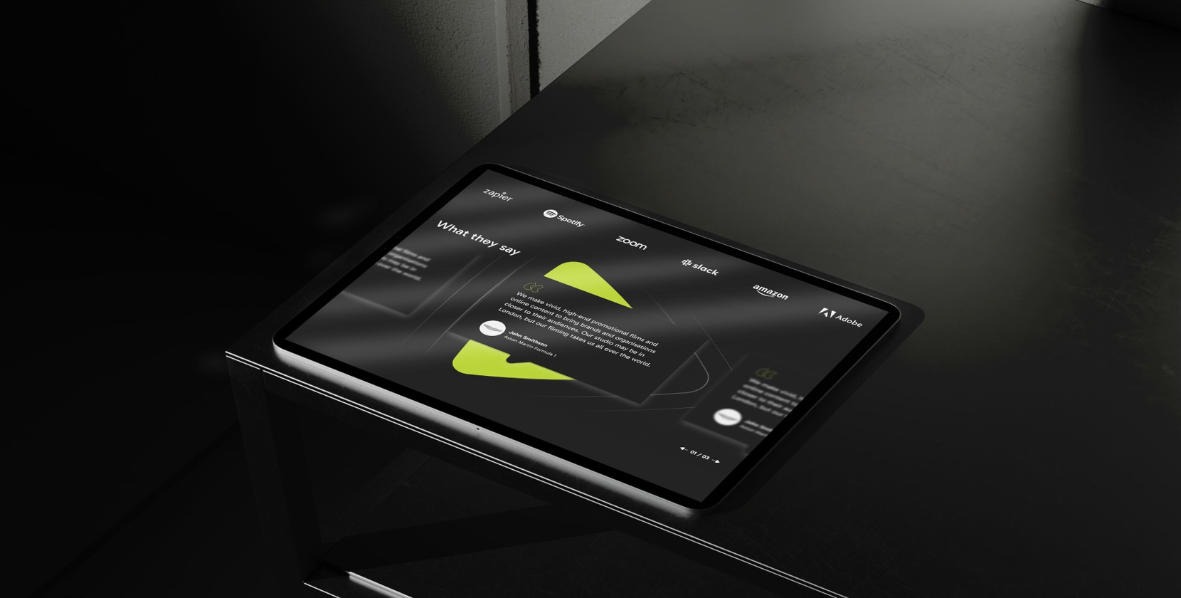 An example of how client testimonials would look on the new Storyman website. 