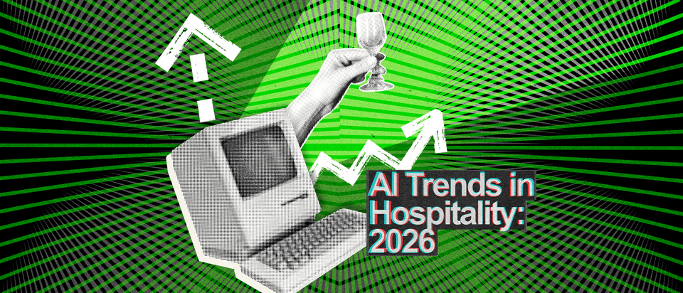 AI trends in hospitality 2026 next to an old computer.